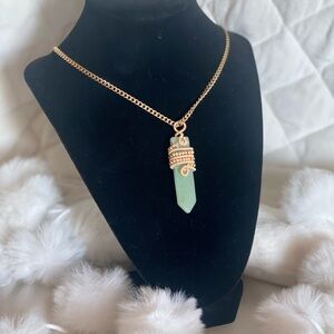 Elegant Gold Necklace with jade Pendant